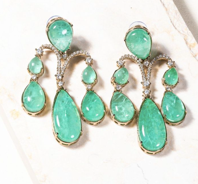 mint Aqua Doublet Turkish Statement Moissanite Kundan Earrings Jaipur Rose Designer Indian Jewelry Online 